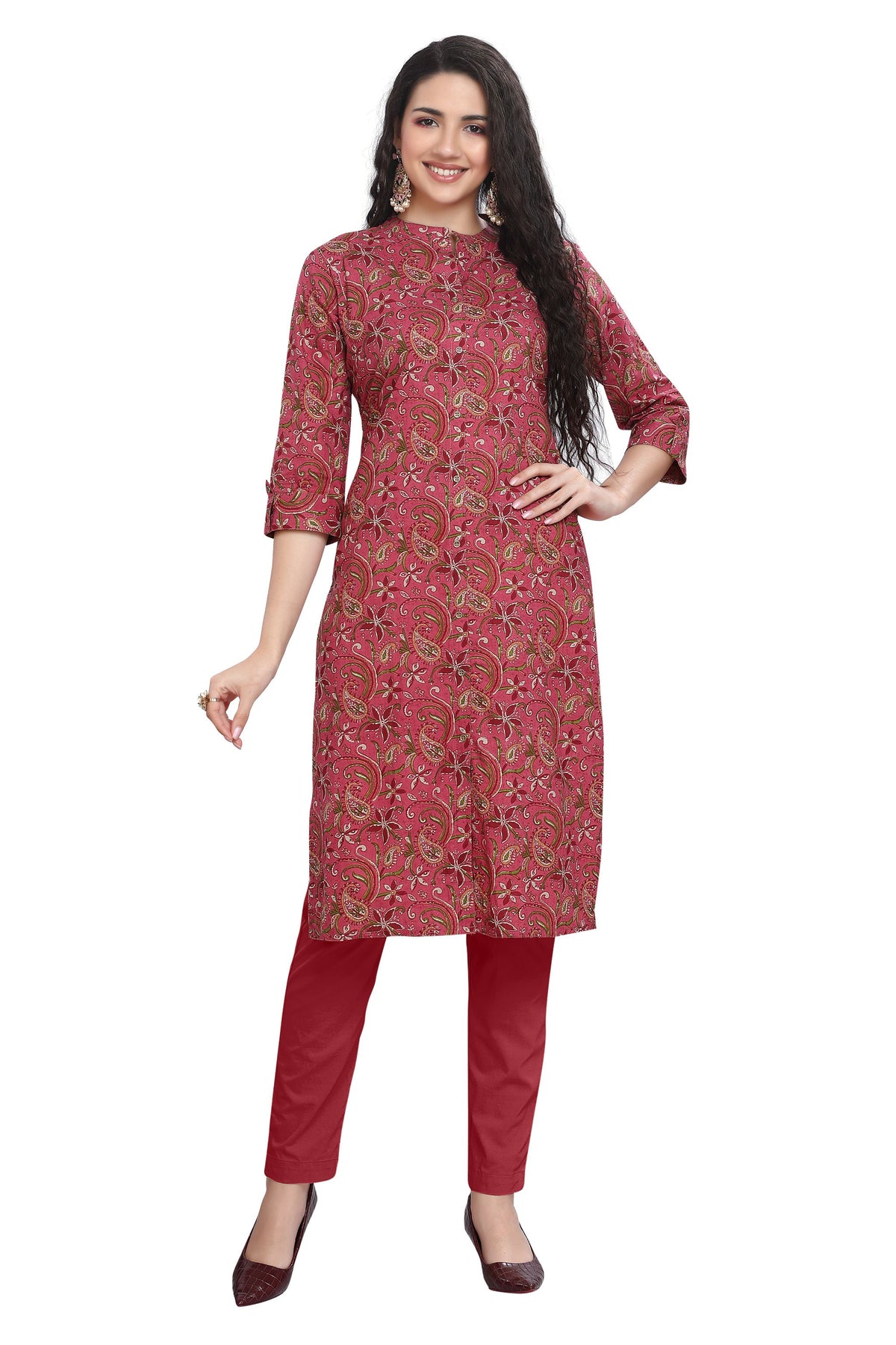 Cotton Kalamkari Print Straight Cut Kurti for Women