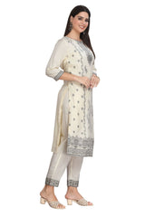 Kashmiri style Embroidered Kurta set for women with Pant and Dupatta