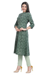 Katha Fabric Leaf and Flower Print Kurti for Women