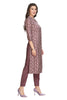 Kurta set for Women in Angrakha Style with Purple Muslin Kurti and Ankle length Pant