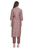 Kurta set for Women in Angrakha Style with Purple Muslin Kurti and Ankle length Pant