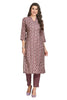 Kurta set for Women in Angrakha Style with Purple Muslin Kurti and Ankle length Pant