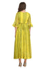 Lemon Green Chiffon Frock Style Kurti for Women with Embroidery and Frill Sleeves