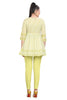 Lemon Green Cotton Frock Style Short Kurti with Embroidered Zari Yoke Perfect for Any Occasion