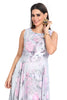 Light Grey Abstract Floral Print Kurti with Embroidered Yoke