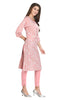 Light Pink Cotton Kurti for Women - Straight Cut with Jaipuri Buti Print