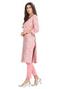 Light Pink Cotton Kurti for Women - Straight Cut with Jaipuri Buti Print