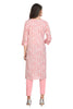 Light Pink Cotton Kurti for Women - Straight Cut with Jaipuri Buti Print