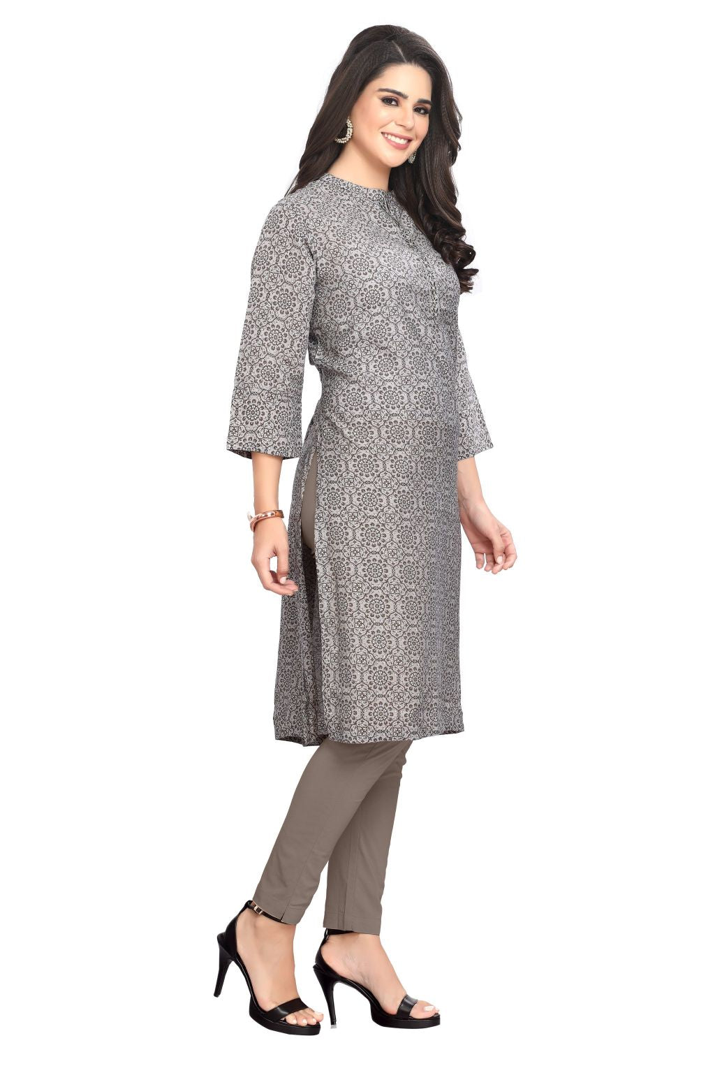 Mandarin Collar Kurti for women in Bagru Print