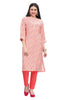 Silk Knee Length Kurti for Women with Embroidered Collar