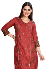 Maroon Embroidered Kurta Set with Sequins work