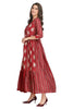 Maroon Linen Full-Length Designer Kurti with Paisley Fusion Print