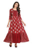 Maroon Linen Full-Length Designer Kurti with Paisley Fusion Print