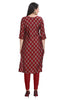 Maroon Muslin Block Print Kurti with Foil Highlighting