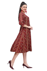 Maroon Princess cut Knee Length Kurti for women