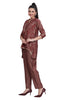 Maroon Silk Collar neck paisley print Kurta with pant