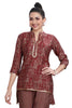 Maroon Silk Collar neck paisley print Kurta with pant