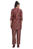 Maroon Silk Collar neck paisley print Kurta with pant