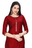 Maroon Silk Kurta set for women with Embroidered Button band