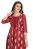 Maroon Linen Full-Length Designer Kurti with Paisley Fusion Print