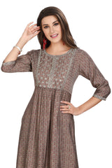 Designer Muslin Knee Length Kurti with Embroidered Yoke