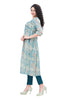 Alia Cut kurti for women in Multi colour with foil highlights