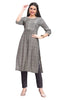 Muslin Round Neck Knee Length A-Line Kurti with Slits and 3/4th Sleeves with Embroidery