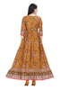 Mustard Muslin Kurti for Women in Ethnic Print with Crochet Embroidery