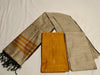 Mustard & Grey South Indian Art Silk Suit 3 Dress Material Set