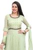 Nyra Cut Light Green Georgette Foil Print Multi Tiered Kurti Set with Palazzo