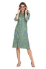 Olive Green Multi Colour Floral Print Kurti for Women with Mandarin Collar