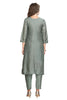 Olive Green Silk Kurta Set with Hand Embroidery and Crochet