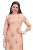 Orange Abstract Print Straight Cut Cotton Kurti with Zari work