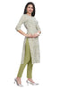 Paisley Print Green Cotton Kurti for Women with Pintuck