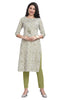 Paisley Print Green Cotton Kurti for Women with Pintuck