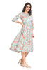 Cotton Frock Style Kurti for Women with Floral Print and Foil Highlighting