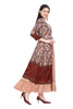 Peach Modal Frock Style Kurti with Floral Kalamkari Print Designer Jacket