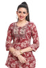 Peach Short Kurti with Floral Embroidery