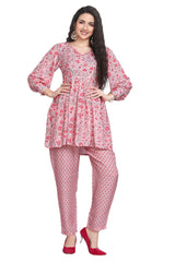 Peplum Style Short Kurti for women with Narrow pant.