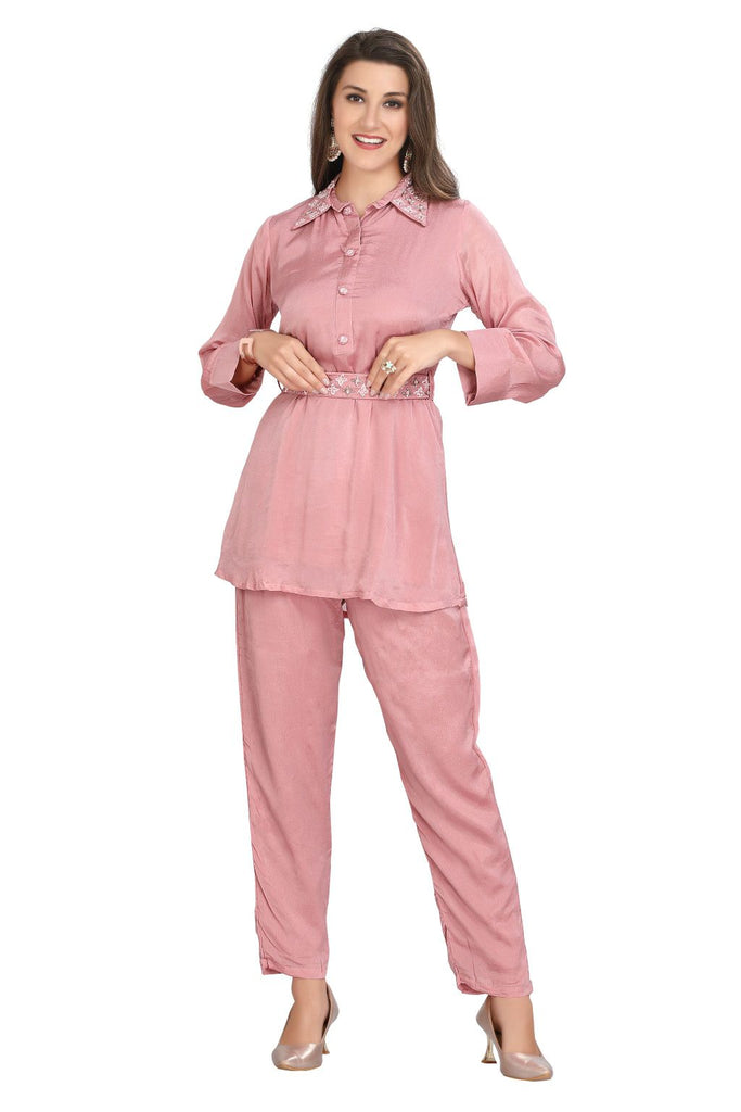 Pink Apple cut Co-Ord Set for women with Narrow Pant