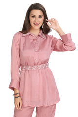 Pink Apple cut Co-Ord Set for women with Narrow Pant