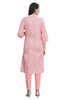 Pink Cotton Buti Print Knee Length Kurti for women