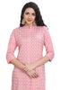 Pink Cotton Knee Length Block Print Kurti for women