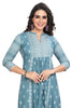 Pink Cotton KneeLength Nyra Cut Kurti with Laced 3/4th Sleeves and Mandarin Collar