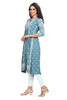 Pink Cotton KneeLength Nyra Cut Kurti with Laced 3/4th Sleeves and Mandarin Collar