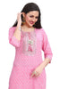 Cotton Kurta Set for Women in Pink with Jaipuri Print and Gota Embroidery