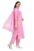 Cotton Kurta Set for Women in Pink with Jaipuri Print and Gota Embroidery