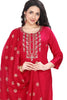 Pink Embroidery work silk kurta set with pant and Dupatta