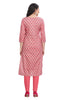 Pink Floral Print Straight Cut Kurti with Zari work