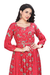 Pink Frock Style Kurti with Zari Sequin Belt